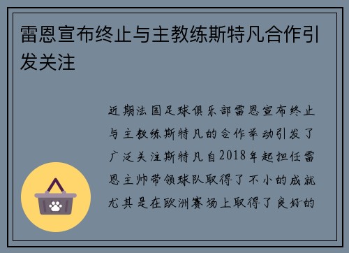 雷恩宣布终止与主教练斯特凡合作引发关注
